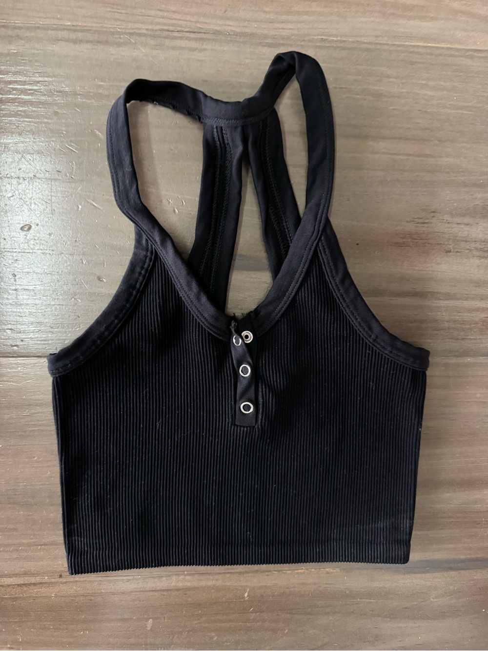 Free People Movement Ribbed Henley Cropped Tank Black Women’s S
